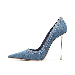 <span class=keywords><strong>Scarpe</strong></span> con tacco a spillo di alta qualità con tacco in <span class=keywords><strong>Denim</strong></span> Trendy Design a punta <span class=keywords><strong>scarpe</strong></span> da ufficio per l'autunno/inverno - Product Image 2