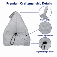 Bantal Baca Ergonomis yang Dapat Disesuaikan dengan Kantong Penyangga Tablet, Isi Biji-bijian, untuk Sofa/Pinggang, Label Pribadi
