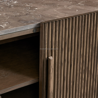 Console multimédia Astor en bois de chêne massif, plateau en marbre, style moderne et antique, meuble TV pour salon et chambre