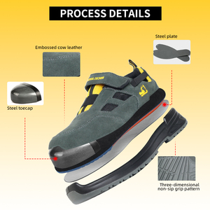 Scarpe Antinfortunistiche Unisex Rocklander <span class=keywords><strong>in</strong></span> Pelle Scamosciata Grigio Scuro con Punta <span class=keywords><strong>in</strong></span> Acciaio e Piastra <span class=keywords><strong>in</strong></span> Acciaio, Leggere, per Lavori Edili - Product Image 2