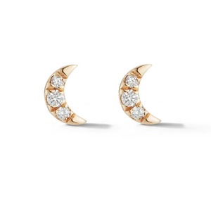 LOZRUNVE Desbloqueio Boucles <span class=keywords><strong>d</strong></span>'oreilles clous mini <span class=keywords><strong>lune</strong></span> croissante en <span class=keywords><strong>argent</strong></span> 925 plaqué or et pavé <span class=keywords><strong>de</strong></span> zircone cubique - Product Image 1