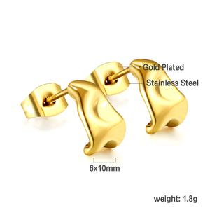 Pendientes de Aro Geométricos en Forma de C Irregulares y Modernos, de Acero Inoxidable Chapado en Oro PVD de 18K, para Mujer - Product Image 2