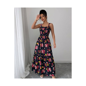 Women's Strappy Viscose <b>Dress</b> 125 Cm Length Floral Print Casual Maxi <b>Dress</b> - Product Image 2