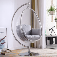 Fauteuil suspendu en forme d'œuf en acrylique rose fantaisie et amusant pour salon moderne, chambre d'hôtel, chambre d'enfant, mobilier pour filles et enfants