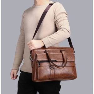 Sac à main en cuir pour homme de haute qualité, sacoche pour ordinateur portable, sac messager à bandoulière pour le bureau et l'utilisation manuelle - Product Image 6