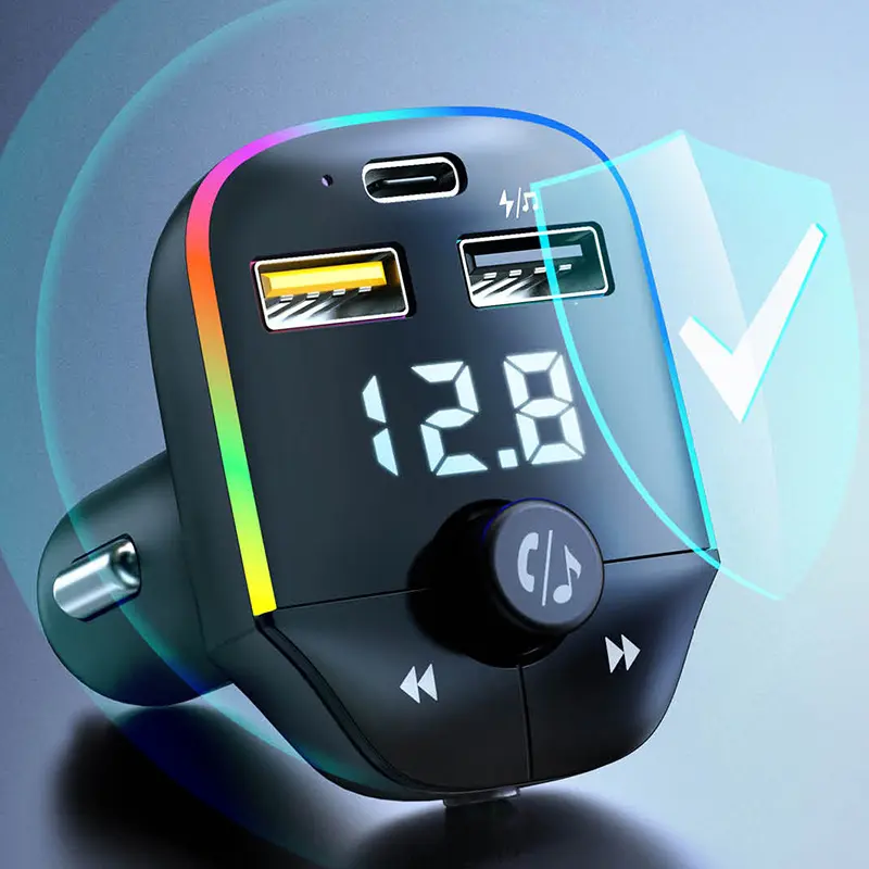 새로운 듀얼 USB 차량용 충전기 FM 송신기 BT 어댑터 무선 핸즈프리 스테레오 Mp3 플레이어 다채로운 조명 FM 변조기