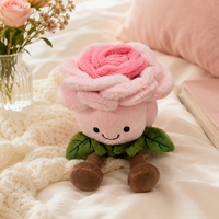 Peluche rose mignonne en forme de rose, fleur brodée en polyester et coton PP, cadeau d'anniversaire
