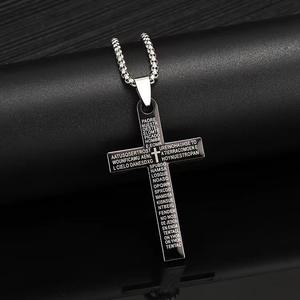 Çapraz çelik kolye takı basit adam Hip Hop çapraz kolye uzun zincir takı dükkanı toptan N25690 için - Product Image 6