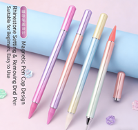 Stylo à double embout pour nail art, 4 couleurs, manche métallique, embout cranté, pointe douce pour usage professionnel et DIY