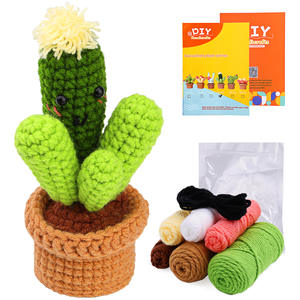 Kit de démarrage <span class=keywords><strong>crochet</strong></span> unisexe pour enfants Easy Cactus Set de crochets en tissu pour débutants pour faire des cadeaux personnalisés - Product Image 2