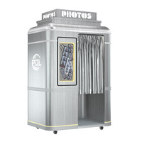 Kiosque de photomaton à impression instantanée en libre-service avec imprimante et appareil photo Cabine photo marron Cabine d'exposition personnalisée