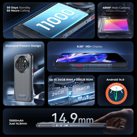 Oukitel WP35 S 5G Téléphone Durci 6 Go+256 Go NFC Écran HD+ 6,56'' MTK Helio G85 Android 14 Appareil Photo 48 MP Batterie 11000 mAh Charge 18 W