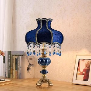 Lámpara de Mesa Romántica con Forma de Tulipán de Resina Azul Real Vintage, Decoración Cálida <span class=keywords><strong>para</strong></span> el Hogar, <span class=keywords><strong>para</strong></span> Dormitorio, Sala de Estar, Comedor - Product Image 2