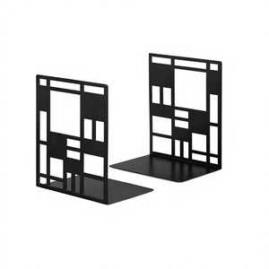 Sujetalibros de almacenamiento de libros de color negro de metal Juego de 2 sujetalibros de forma y tamaño personalizados para uso de escritorio de biblioteca - Product Image 1