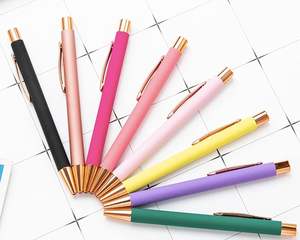 Stylo bille promotionnel rose doré de luxe, stylo publicitaire rose doré personnalisé avec logo imprimé, sérigraphie laser, marque personnalisée - Product Image 5