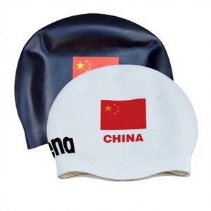 Bonnet de bain en silicone imperméable 50g en gros, personnalisable avec logo, imprimé drapeau national d'Amérique du Nord, pour le sport et la natation - Product Image 1