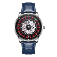 Montre à quartz Lucky Poker - Jeu de la roulette russe - Dieu des joueurs - Montre-bracelet de luxe étanche en acier inoxydable