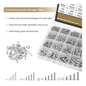 Màu đen và bạc màu thép ốc vít Nuts máy giặt Assortment Kit cho 3D máy in và TV