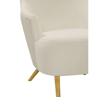 Fauteuil d'appoint moderne de luxe en velours avec pieds en acier inoxydable, dossier haut, pour salle à manger/salon