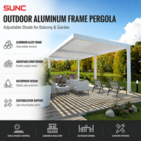 Pergola bioclimatique en aluminium de qualité supérieure 3x3m avec toit à lames orientables automatiques télécommandées, abri solaire imperméable pour piscine