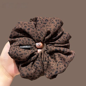 Grand élastique à cheveux rétro en tissu imprimé léopard, style coréen, fait main, haute élasticité, 19 cm, accessoires pour queue de cheval, fête - Product Image 6