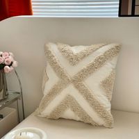 Coussin brodé fait main tufté du fabricant, taie d'oreiller épaisse à fils épais, à pompons, moderne, carré, rayé, pour la maison