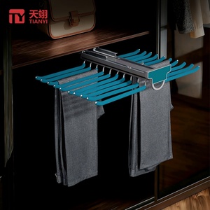Moderno Perchero Doble Desmontable Multifuncional de ABS+Acero para Pantalones con Riel Deslizante y Amortiguador para Techo de Armario - Product Image 1