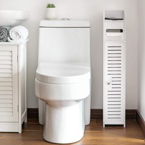Rangement de salle de bain en bois, armoire d'angle fine de toilette, évier étroit, étagère d'organisation pour porte-papier, 1 pièce - Product Image 5