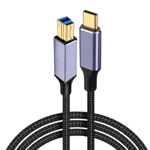 สายเคเบิล USB c ถึง USB B 3.0 แบบถักด้วยไนลอน ใช้งานร่วมกับเครื่องพิมพ์ จอภาพ แท่นเชื่อมต่อ ฮาร์ดไดรฟ์ภายนอก เครื่องสแกน (สีดำ) - Product Image 1