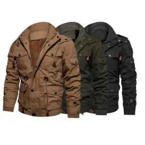 Wholesale OEM mens winter outerwear north multiple pockets coats cotton hoodie windbreaker jacket for men