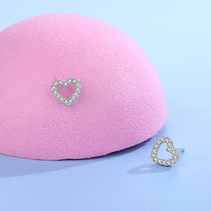 Boucles d'oreilles personnalisables en cuivre, version éternelle, en argent sterling S925, avec zircon cubique taille ronde, motif cœur creux, pour femmes - Product Image 4