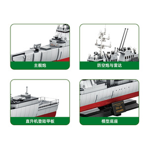 WANGE 5511 1:32 Destroyer Sous-marin MOC Modèle Boîte de blocs de construction à petites particules - Product Image 4