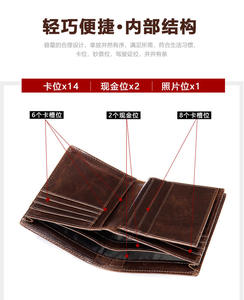 กระเป๋าสตางค์หนังแท้ Andong รุ่นใหม่ RFID สำหรับผู้ชาย หนังวัวแท้ กระเป๋าคลัทช์ธุรกิจ กระเป๋าใส่กุญแจ  ใส่บัตรได้หลากหลาย - Product Image 5