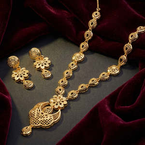 Wholesale 14K 18K 24K Gold Plated Forming <b>Long</b> <b>Necklaces</b> Set Turkish Design Bridal Set Traditional Dubai Style <b>Long</b> Jewelry Set - Product Image 3