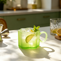 Mug à lait en verre YS Modern Cloud - Compatible micro-ondes et lave-vaisselle, à paroi simple, pour fêtes, design unisexe