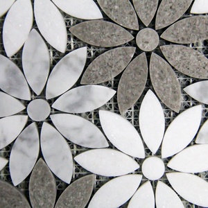 Mosaïque de marbre BOTON STONE <span class=keywords><strong>Cinderella</strong></span> Grey Carrara Crystal White Waterjet Sun Flower - Product Image 3