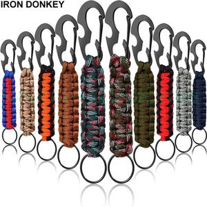 Irondonkey ที่เปิดขวดปีนเขายุทธวิธี<span class=keywords><strong>ก</strong></span>ลางแจ้งเจ็ดแ<span class=keywords><strong>ก</strong></span>นร่มเชือ<span class=keywords><strong>ก</strong></span>ทอ550 paracord พวงกุญแจ<span class=keywords><strong>ก</strong></span>ารอยู่รอด - Product Image 1
