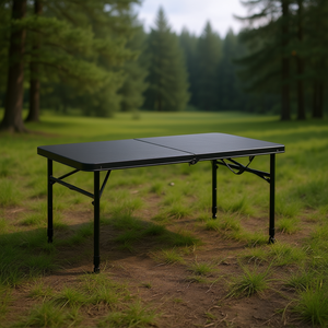 Tavolo Pieghevole da Esterno 40x20 in Plastica, Altezza Regolabile, Rettangolare, Nero, Design Minimalista per Campeggio ed Escursionismo - Product Image 2