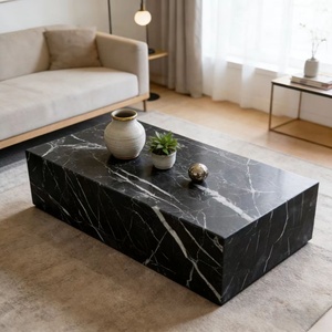<span class=keywords><strong>Tavolino</strong></span> da Caffè <span class=keywords><strong>Moderno</strong></span> di Lusso Personalizzato in Marmo con Base Nera in Pietra Naturale per Arredamento Soggiorno e Tavoli Centrali con Piedistallo - Product Image 1