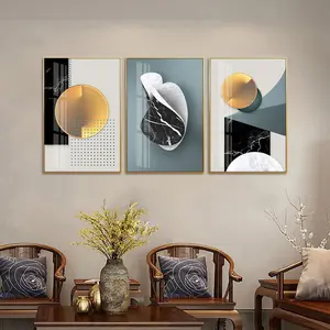 Huamiao 40 * 60cmプリントミックスメディアコラージュアートラグジュアリー3Dプリント抽象的な風景クリスタル磁器絵画キャンバス