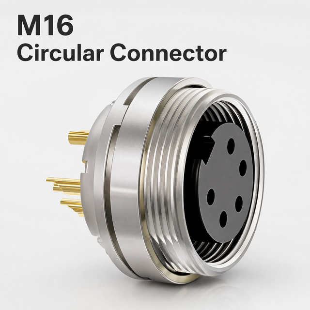 C091 M16 Brass Automotive PCB Mount Screw Locking Aviation Connector 2-14 Pin Solder Type 6A IP66 Rated Voltage Circular Plug