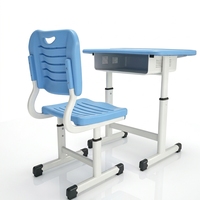 Ensemble de bureau d'école réglable en hauteur moderne, avec structure en acier robuste, table et chaise d'étude pour les élèves, pour les salles de classe éducatives