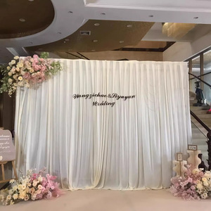 Hiện đại đám cưới sân khấu màu đen và rượu vang đỏ rèm vải đàn hồi và lụa gạc nền cho bố trí cho phông nền và cảnh - Product Image 2