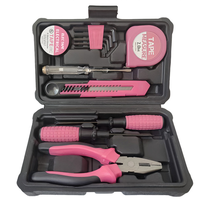 Ensemble d'outils ménagers roses de 13 pièces pour femmes, kit d'outils manuels DIY avec boîte-cadeau compacte pour la réparation à domicile ou au bureau