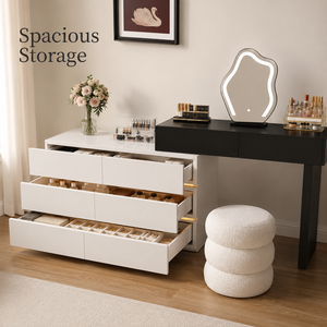 Ensemble <span class=keywords><strong>de</strong></span> coiffeuse moderne à LED avec miroir éclairé, <span class=keywords><strong>tiroirs</strong></span> <span class=keywords><strong>de</strong></span> rangement et tabouret pour chambre à coucher - Product Image 4