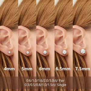 GRA VVS <span class=keywords><strong>Moissanite</strong></span> 14K Geel Wit Goud Verguld 925 Sterling Zilver Friction Back Lab Gecreëerde Diamant Oorknopjes voor Dames en Heren - Product Image 3