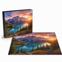 Puzzle en papier DIY personnalisé avec impression d'animaux et de paysages, 1000 pièces, boîte de couleur, unisexe, à partir de 14 ans