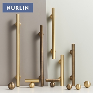 Nurlin laiton boule ronde pied armoire boutons 4 tailles longue porte tirer t-bars Protection antioxydante poignée de meubles - Product Image 6