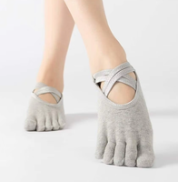 Chaussettes de yoga antidérapantes personnalisables avec logo, chaussettes de sport à compression, chaussettes à cinq doigts pour femmes