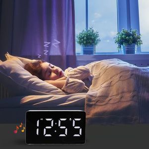 <span class=keywords><strong>Mini</strong></span> horloge électronique Simple LED numérique muet alimenté par USB haute qualité ABS plastique miroir Design bureau réveil - Product Image 4